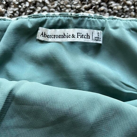 Abercrombie & Fitch Green And White Floral Small mini dress adjustable straps - Picture 5 of 7